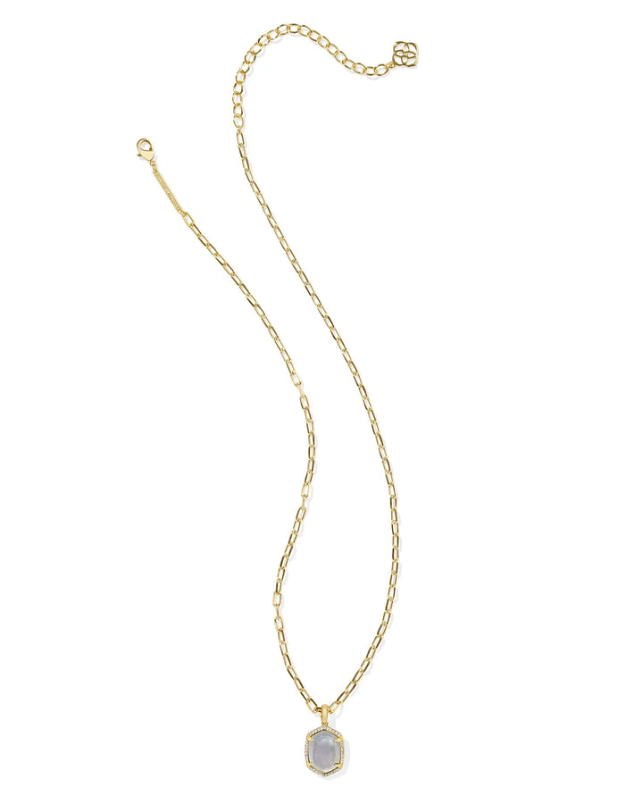 Kendra Scott | Daphne Pave Frame Pendant Gold Necklace in Iridescent Ivory Illusion