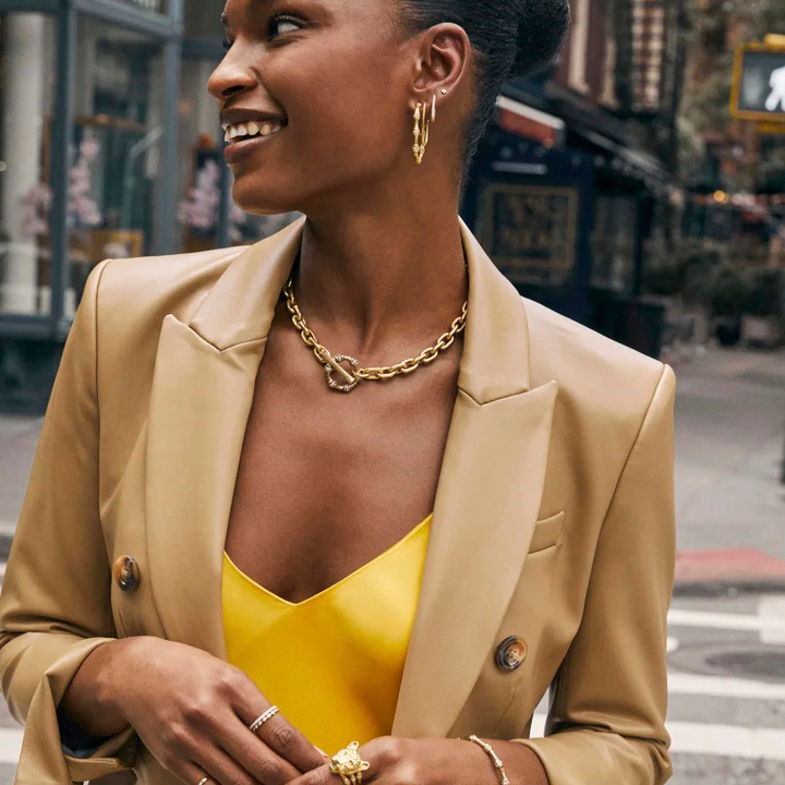 Kendra Scott | Maura Vintage Gold Chain Necklace in White Crystal