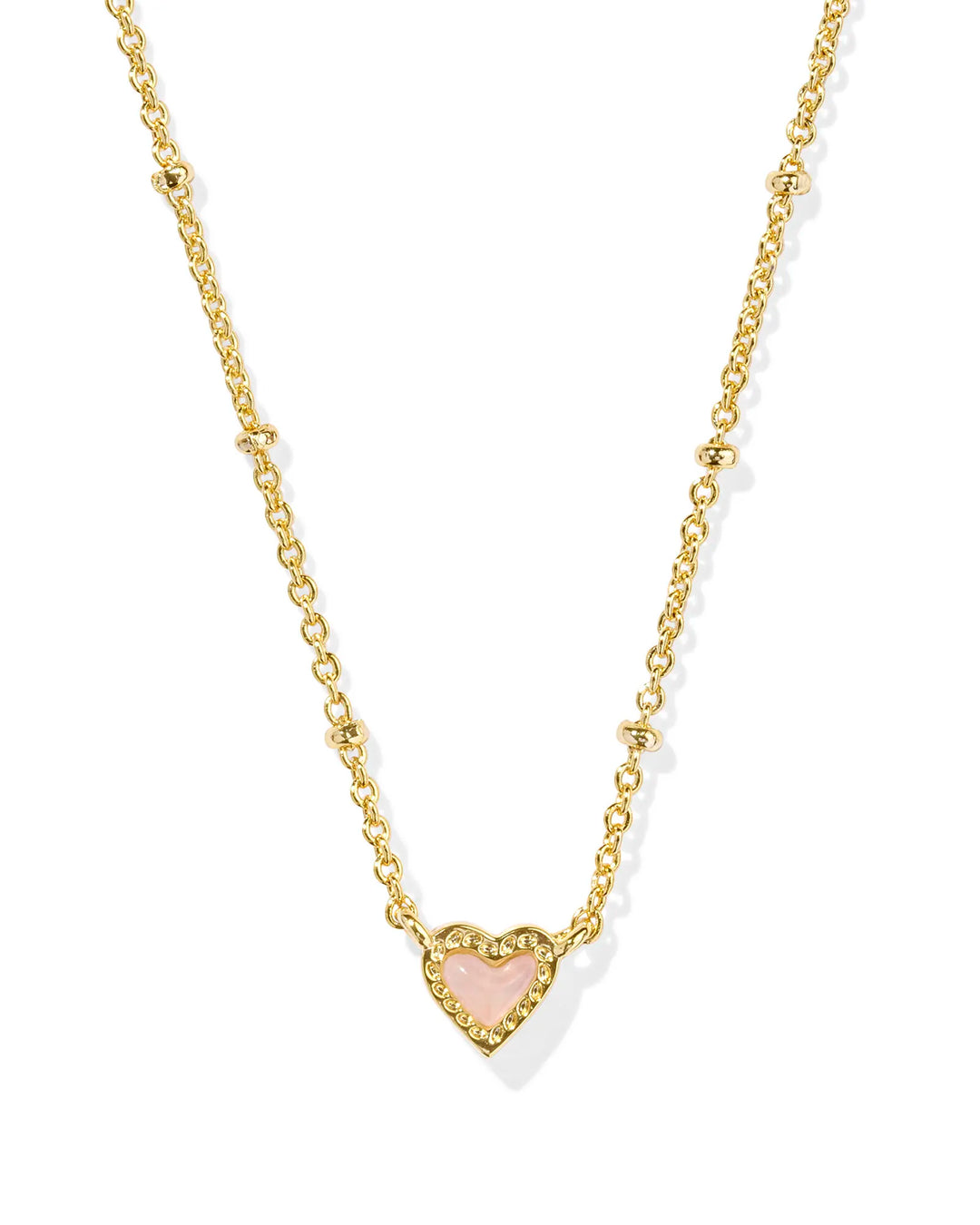 Kendra Scott | Mini Ari Heart Gold Satellite Necklace in Rose Quartz