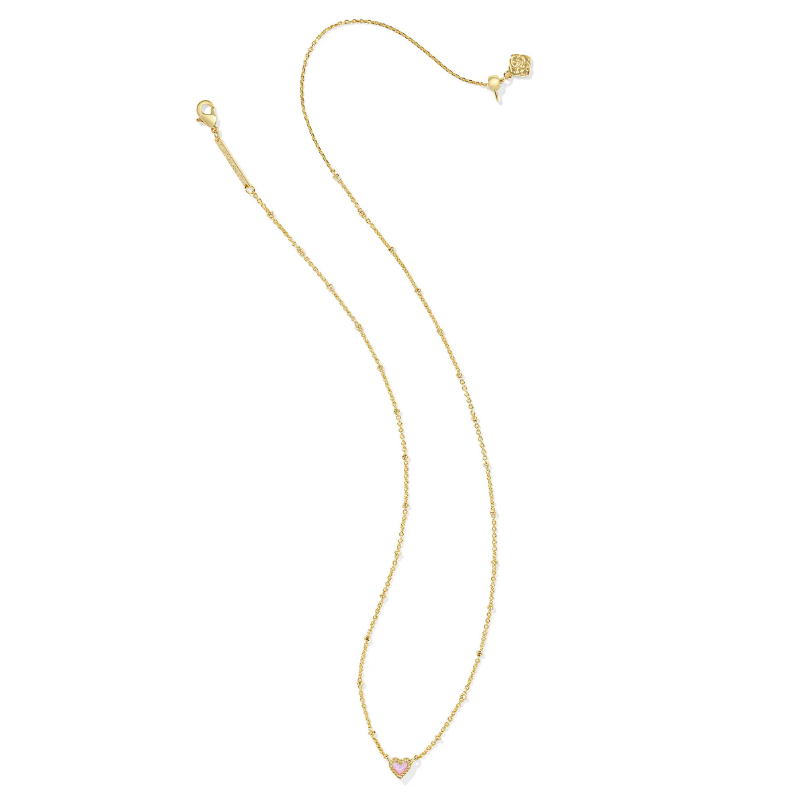 Kendra Scott | Mini Ari Heart Satellite Gold Short Pendant Necklace in Bubblegum Pink Kyocera Opal