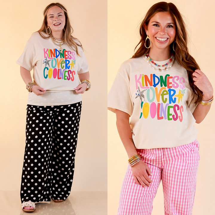 Kindness Over Coolness Short Sleeve Graphic Tee in Natural