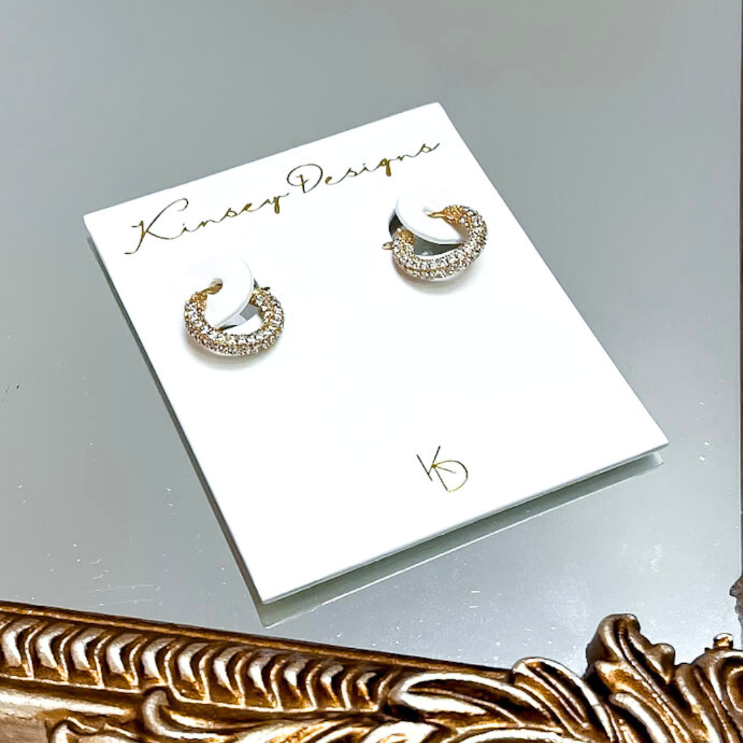 Kinsey Designs | Pave Huggie Hoop Earrings in Gold