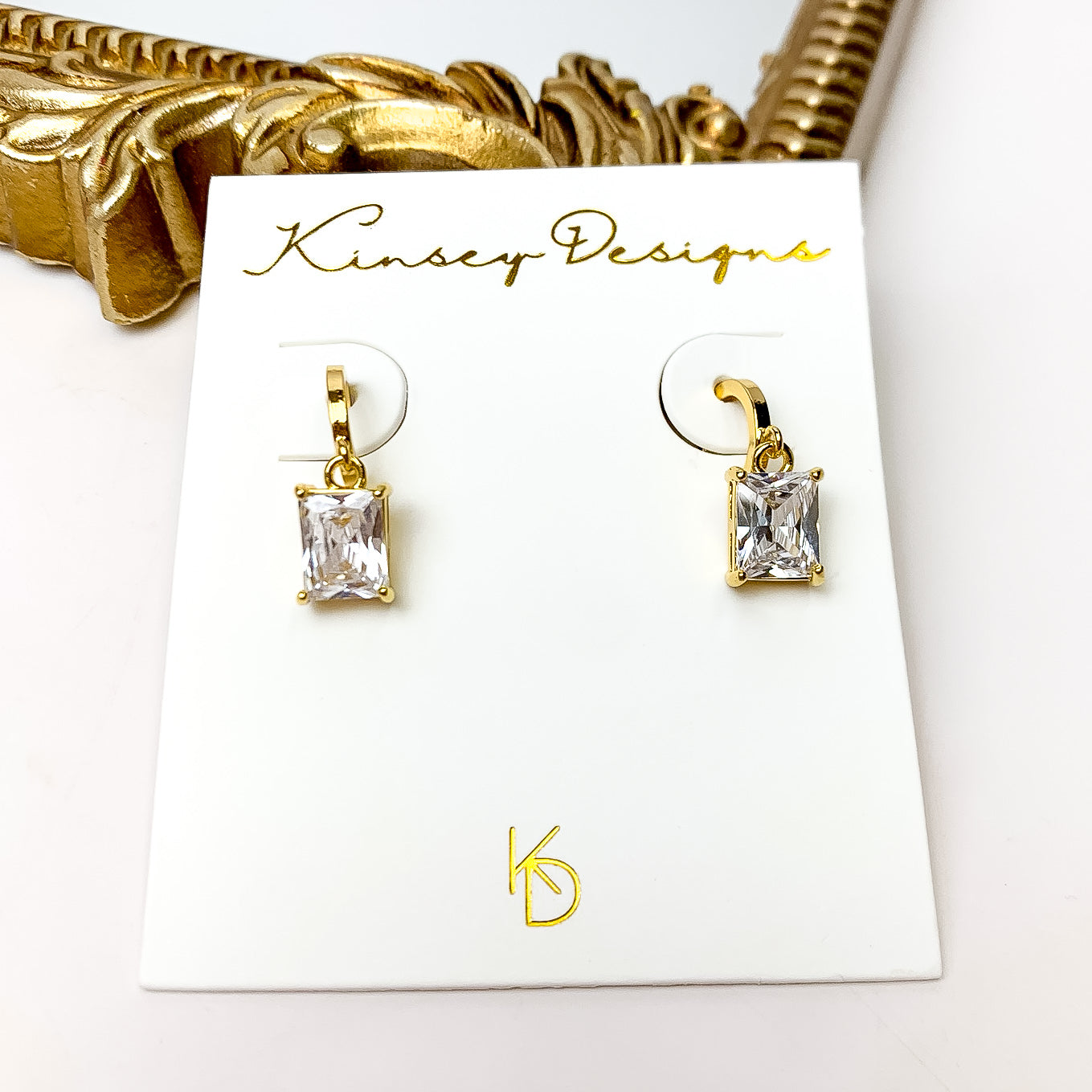 Kinsey Designs | Prism Huggie Gold Earrings with CZ Crystals - Giddy Up Glamour Boutique