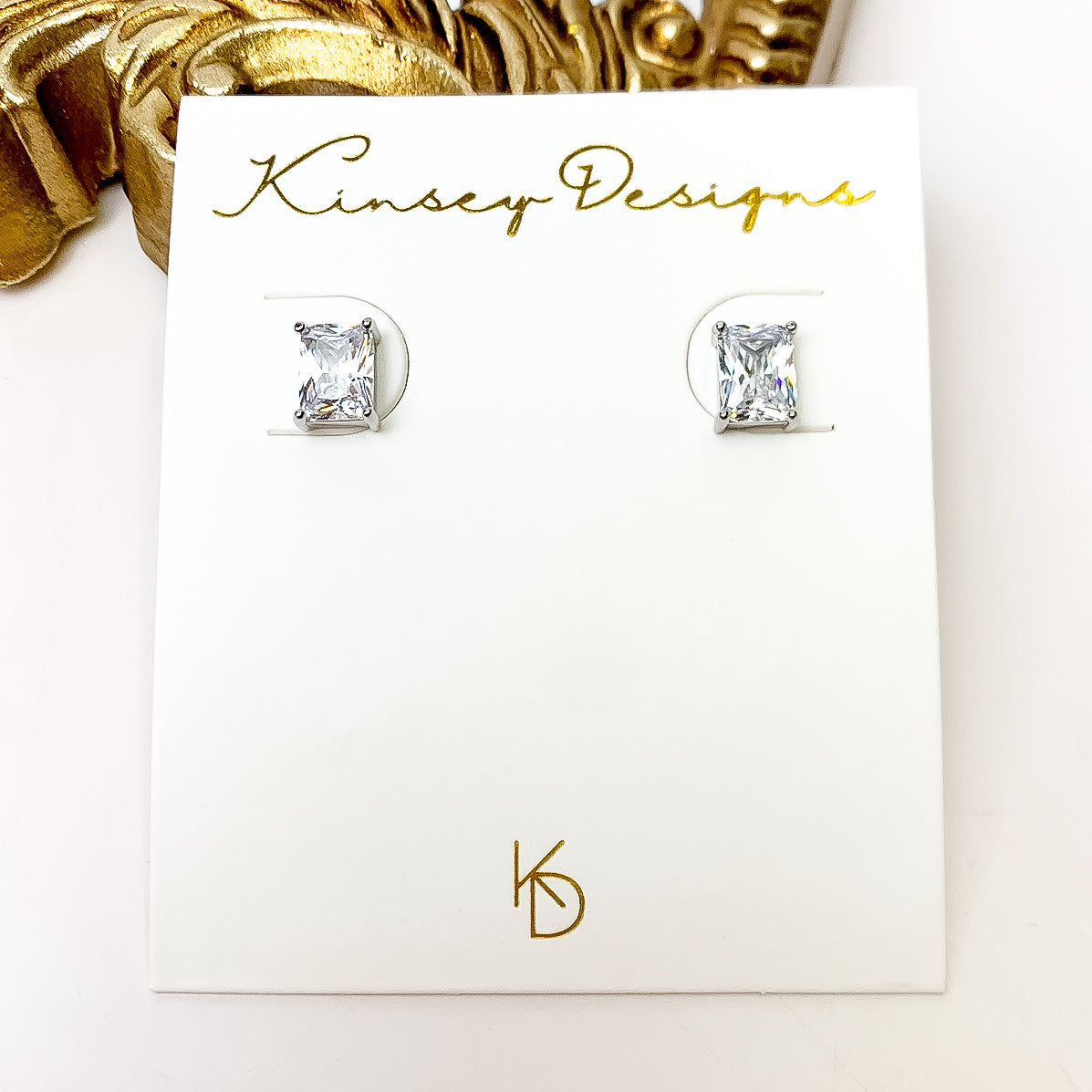 Kinsey Designs | Prism Stud Silver Earrings with CZ Crystals - Giddy Up Glamour Boutique