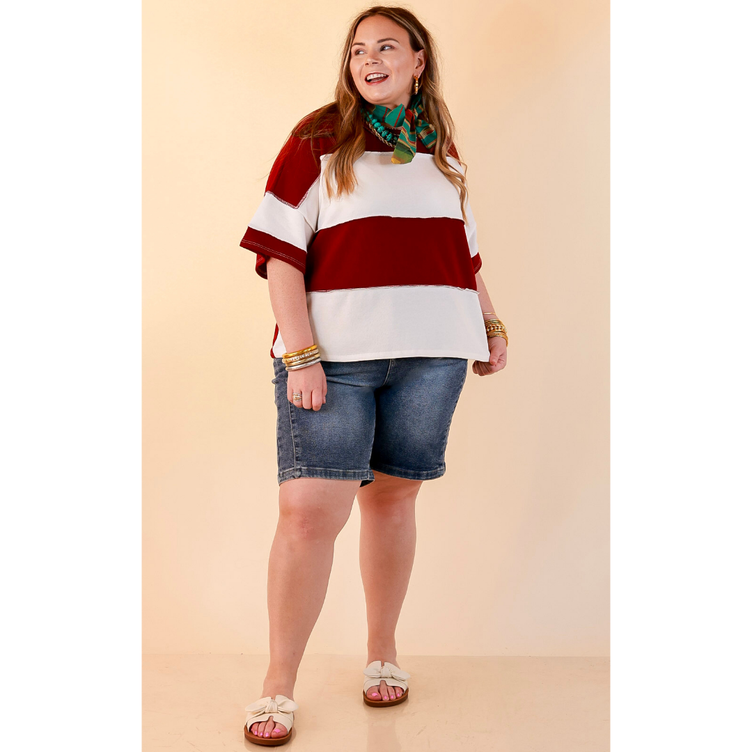 L&amp;B | Meet Me in Cheyenne Bermuda Denim Shorts in Medium Stone Wash