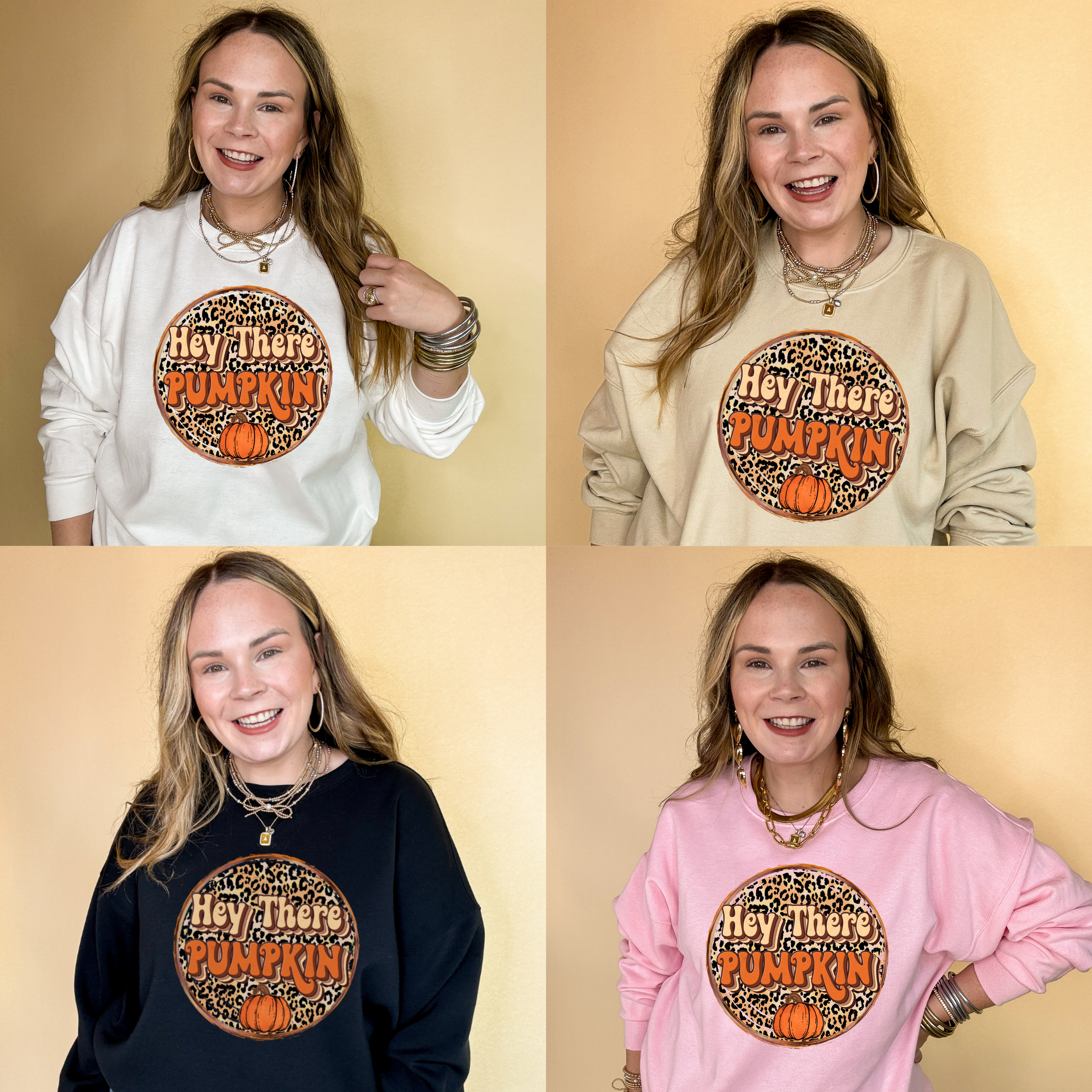 Online Exclusive | Hey There Pumpkin on Leopard background Graphic Sweatshirt in Multiple Color Options