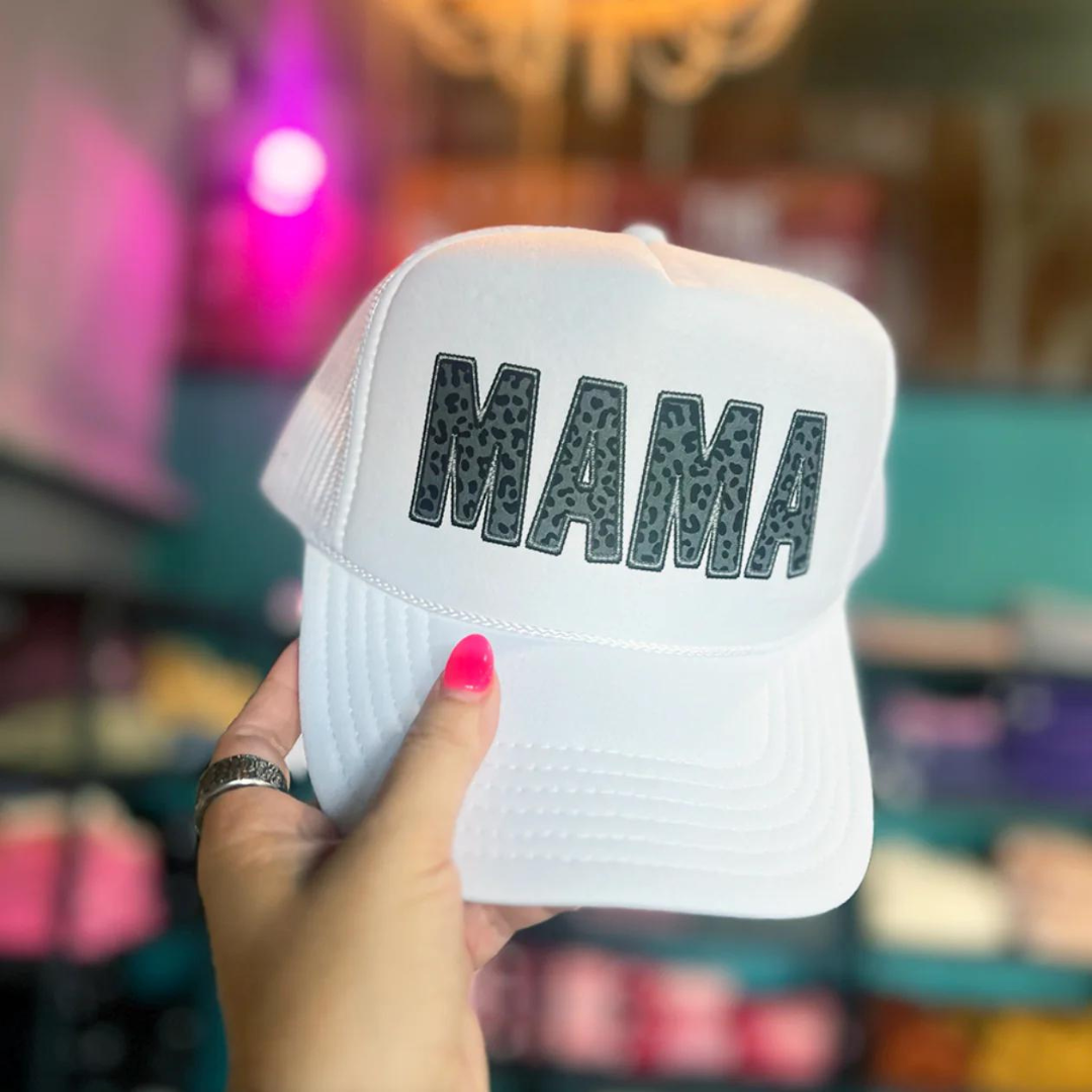 Online Exclusive | Leopard Mama Trucker Cap in White