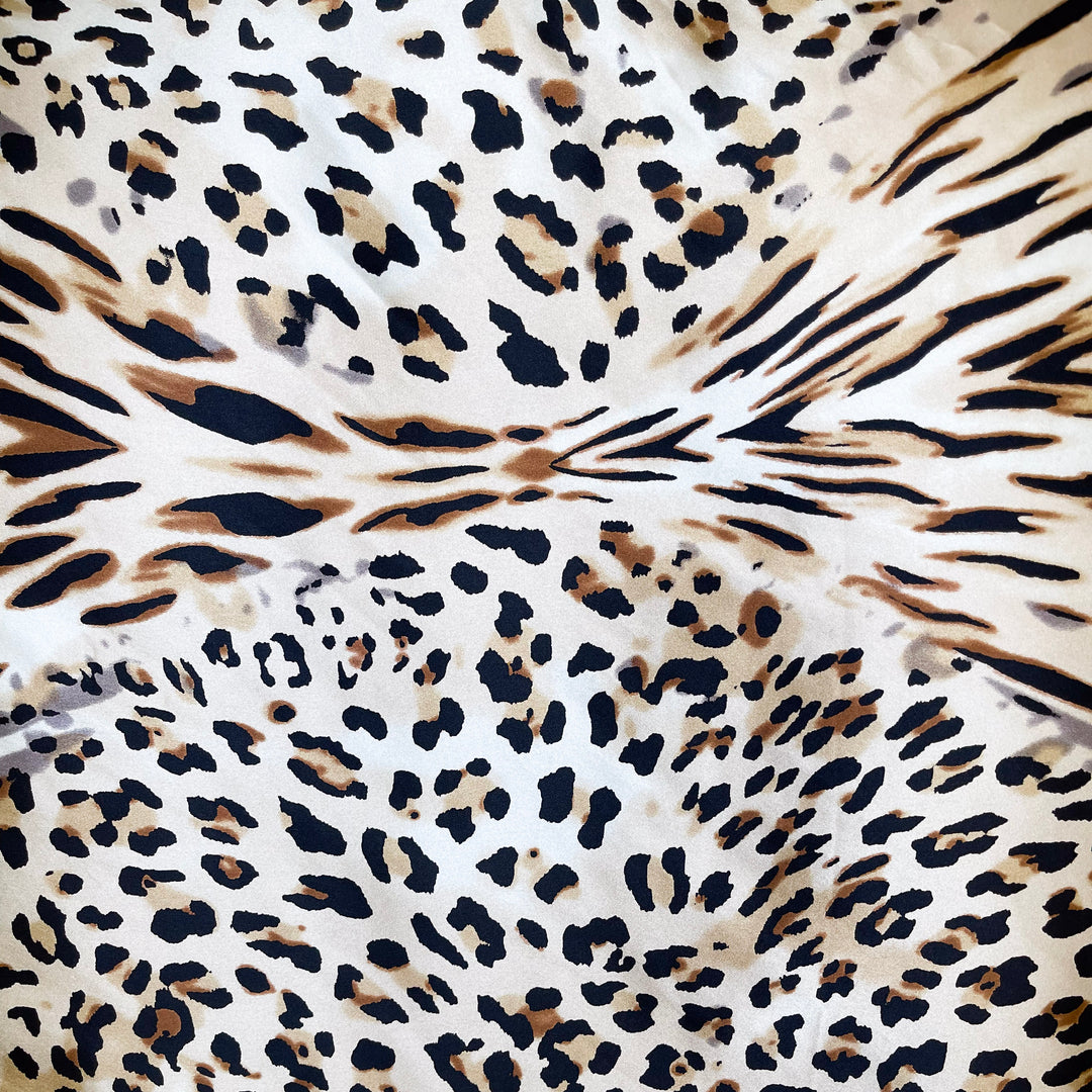 Leopard Charmeuse Silk Wild Rag in Tan