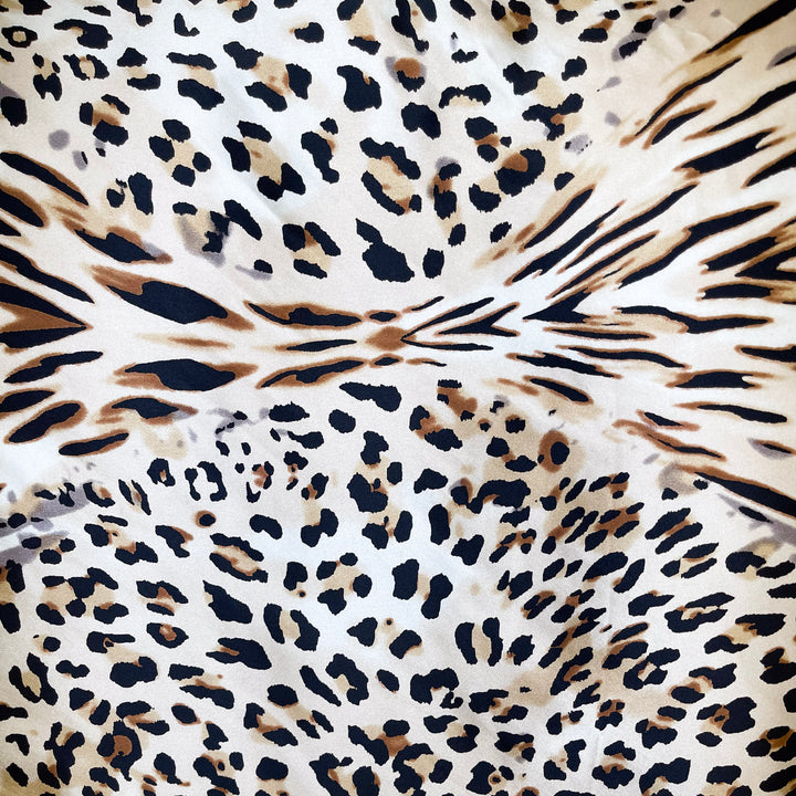 Leopard Charmeuse Silk Wild Rag in Tan
