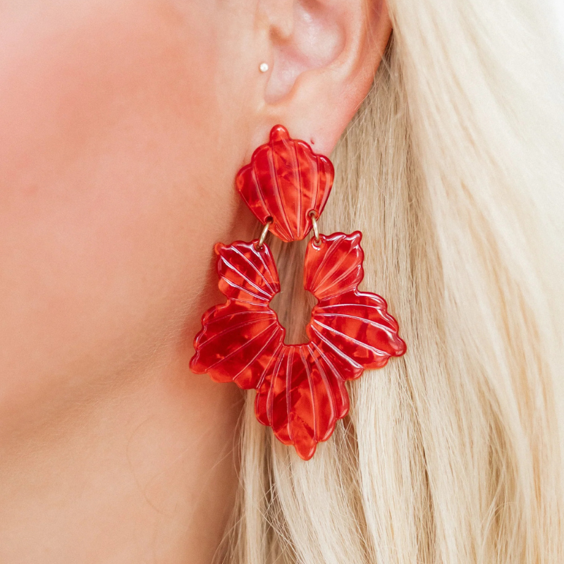 Linny Co | Michelle Drop Earrings in Pearlized Red