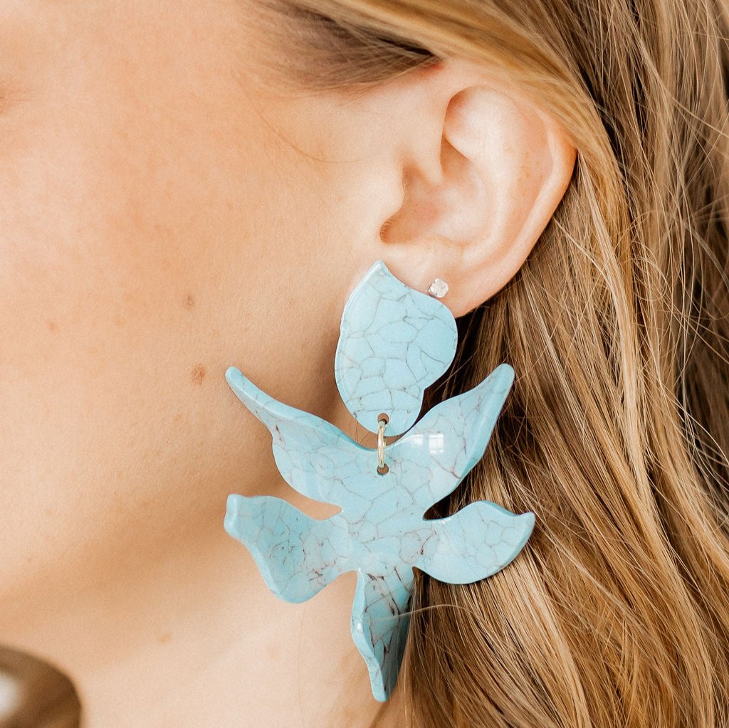 Linny Co | Flora Drop Earrings in Turquoise Blue