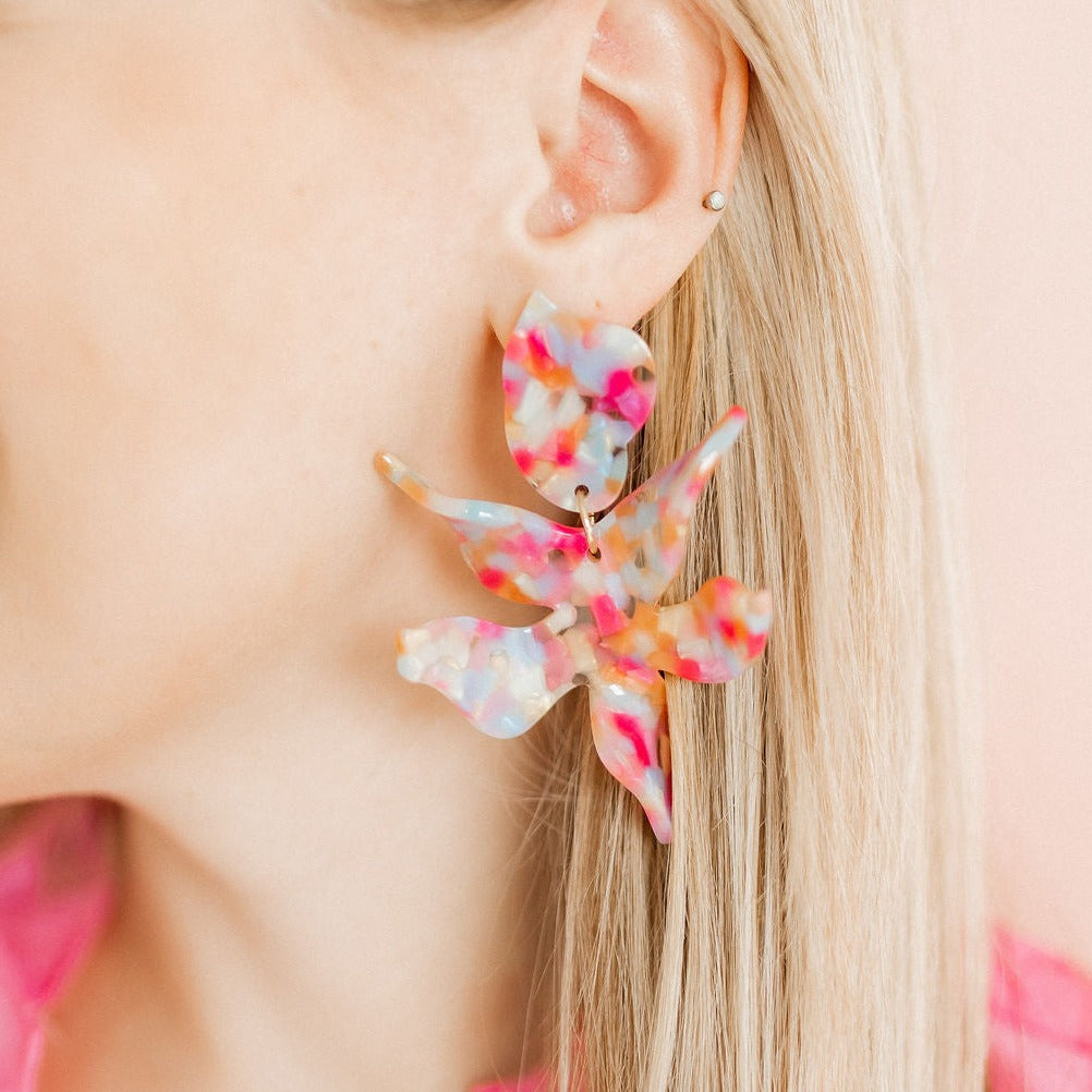 Linny Co | Flora Drop Earrings in Pink Sprinkles