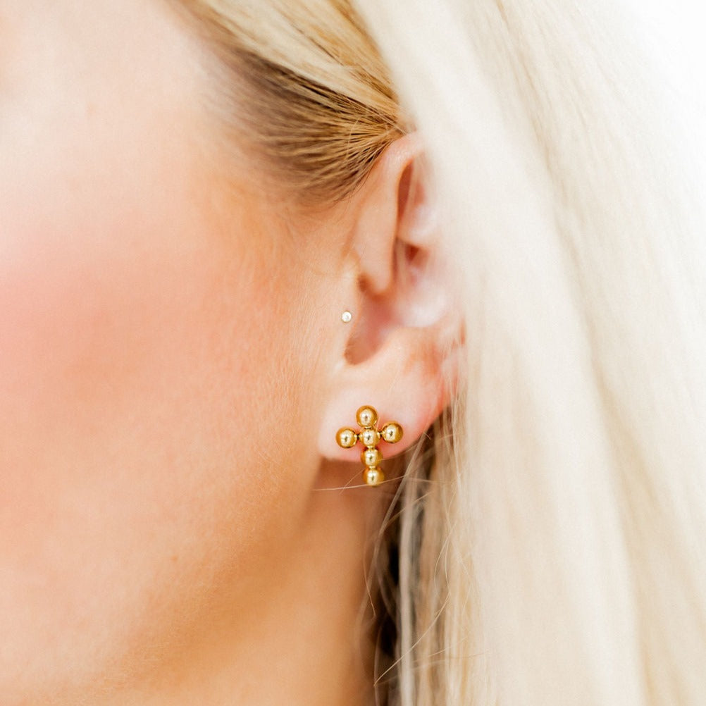 Linny Co | Wyatt Gold Tone Cross Stud Earrings