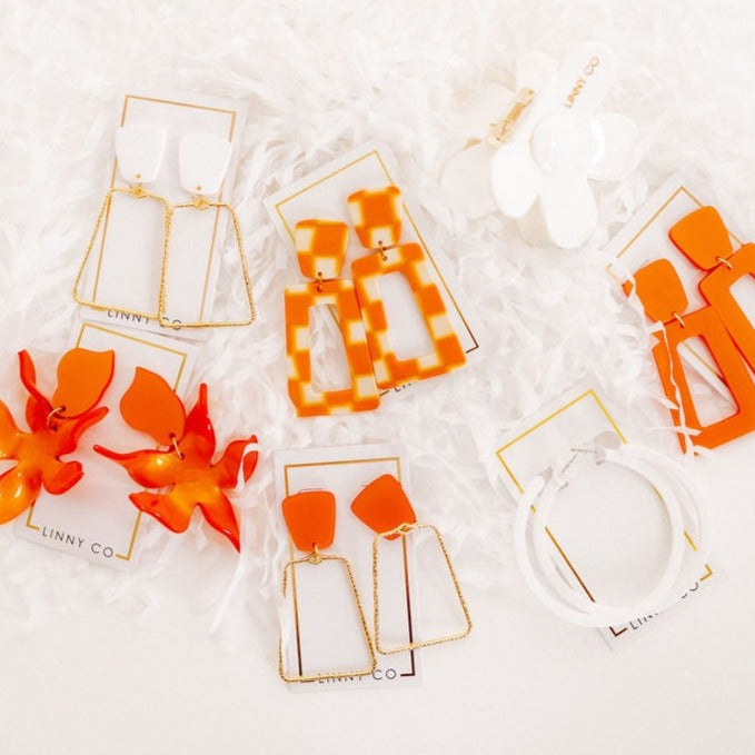 Linny Co | Flora Drop Earrings in Metallic Orange