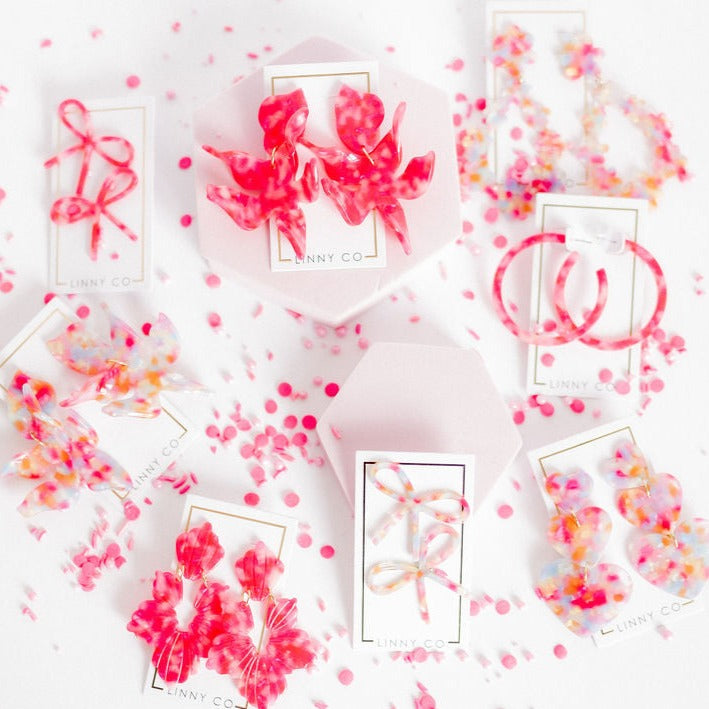 Linny Co | Lola Bow Earrings in Pink Party Punch