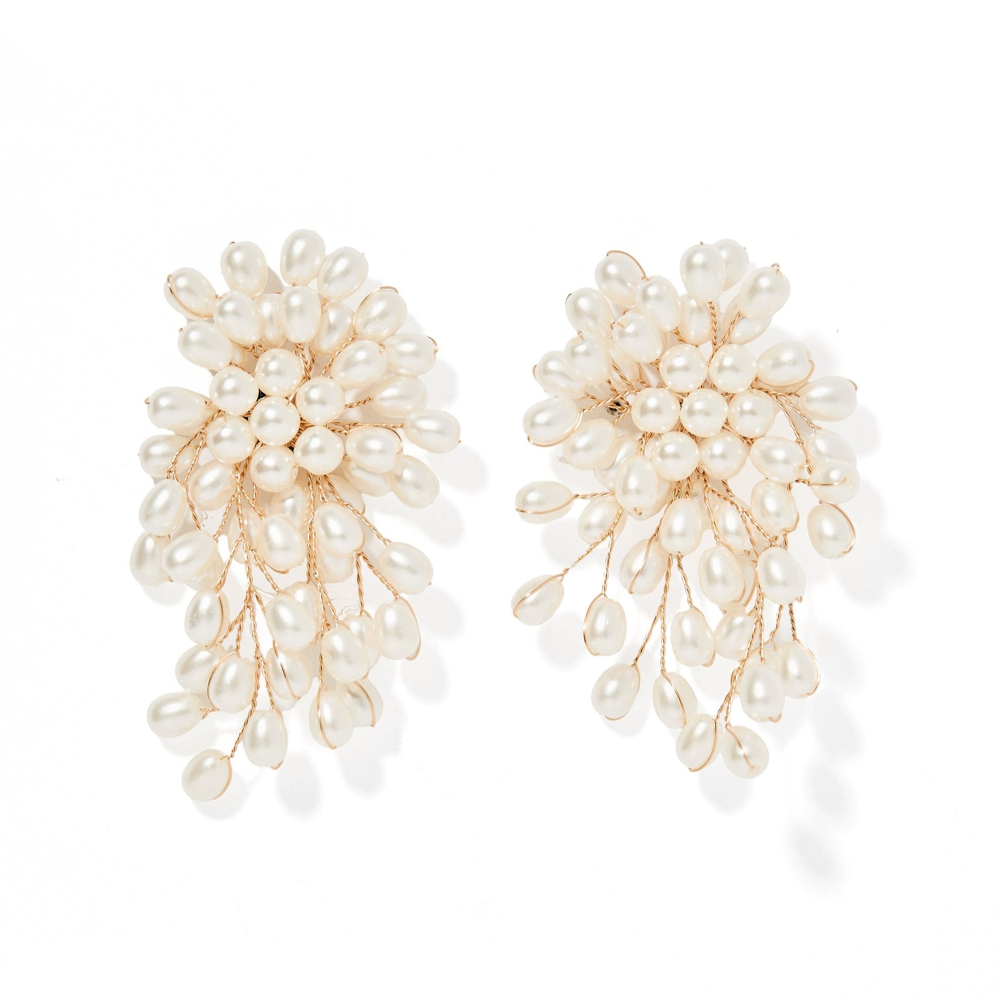 Linny Co | Ariel Gold Tone Pearl Cluster Drop Earrings