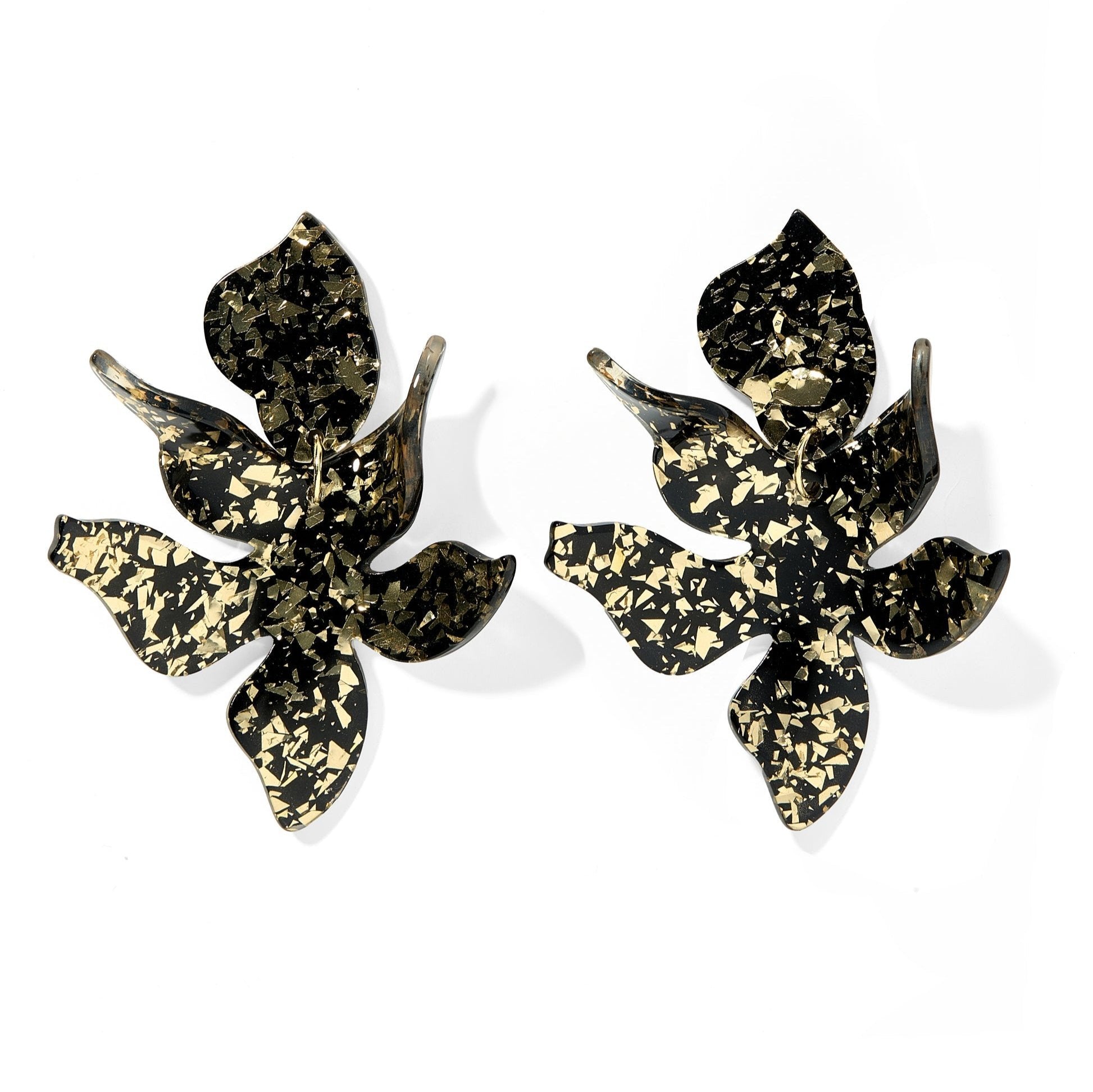 Linny Co | Flora Drop Earrings in NYE Gold Black Metallic