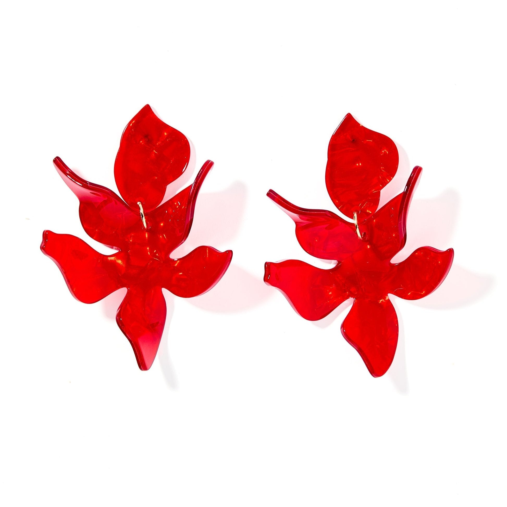 Linny Co | Flora Drop Earrings in Pearlized Red