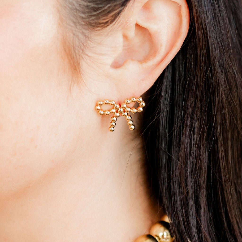 Linny Co | Indie Gold Tone Bow Stud Earrings