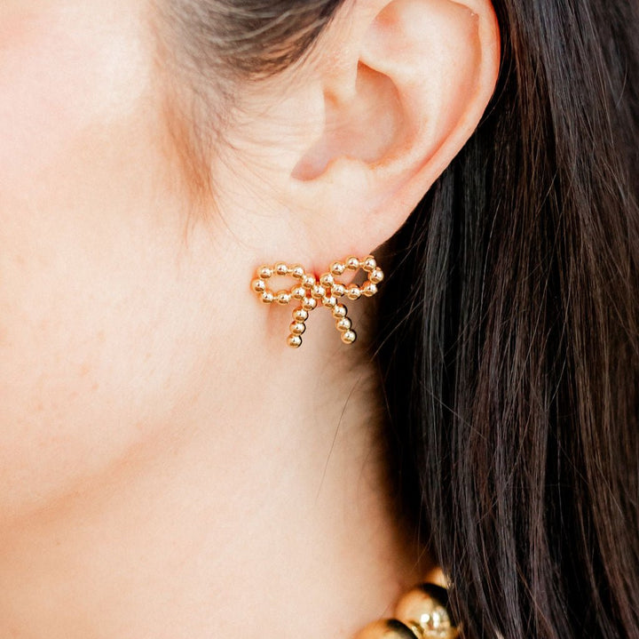 Linny Co | Indie Gold Tone Bow Stud Earrings
