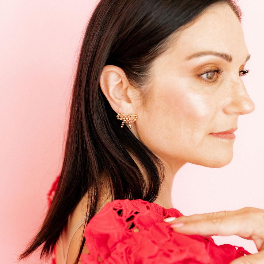 Linny Co | Indie Gold Tone Bow Stud Earrings