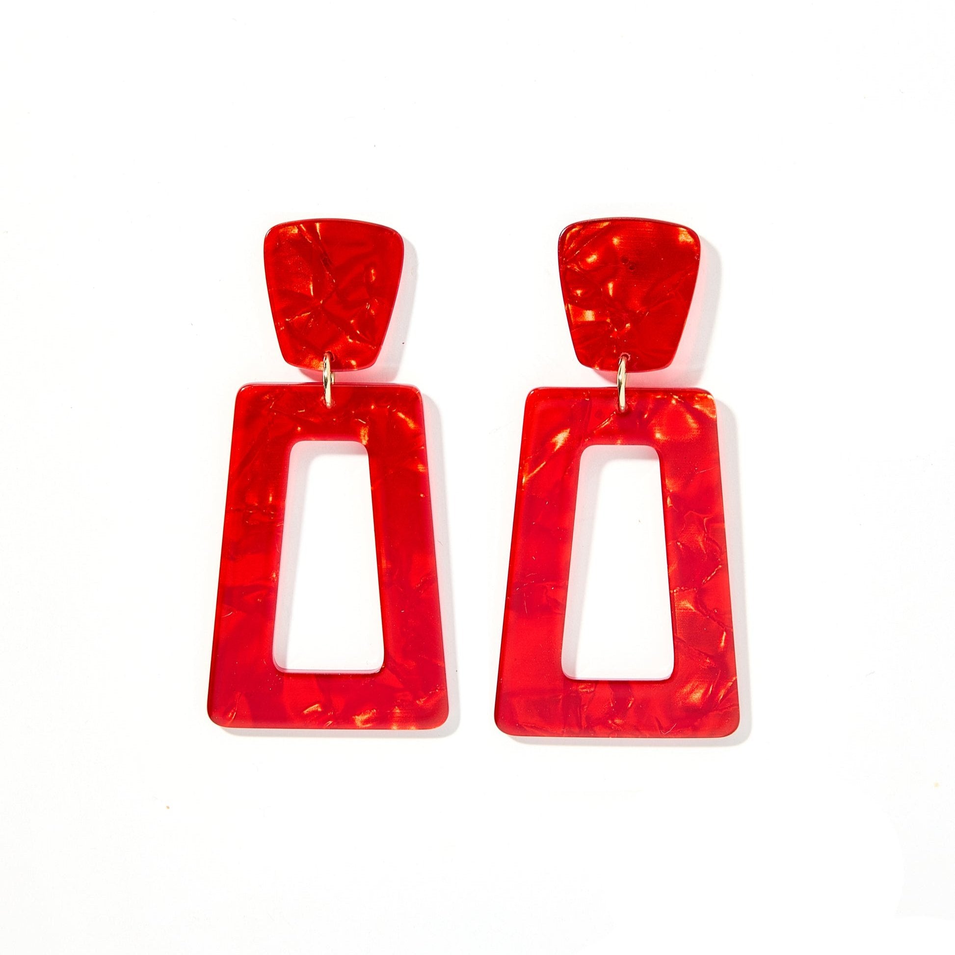 Linny Co | Kennedy Rectangular Drop Earrings in Pearlized Red