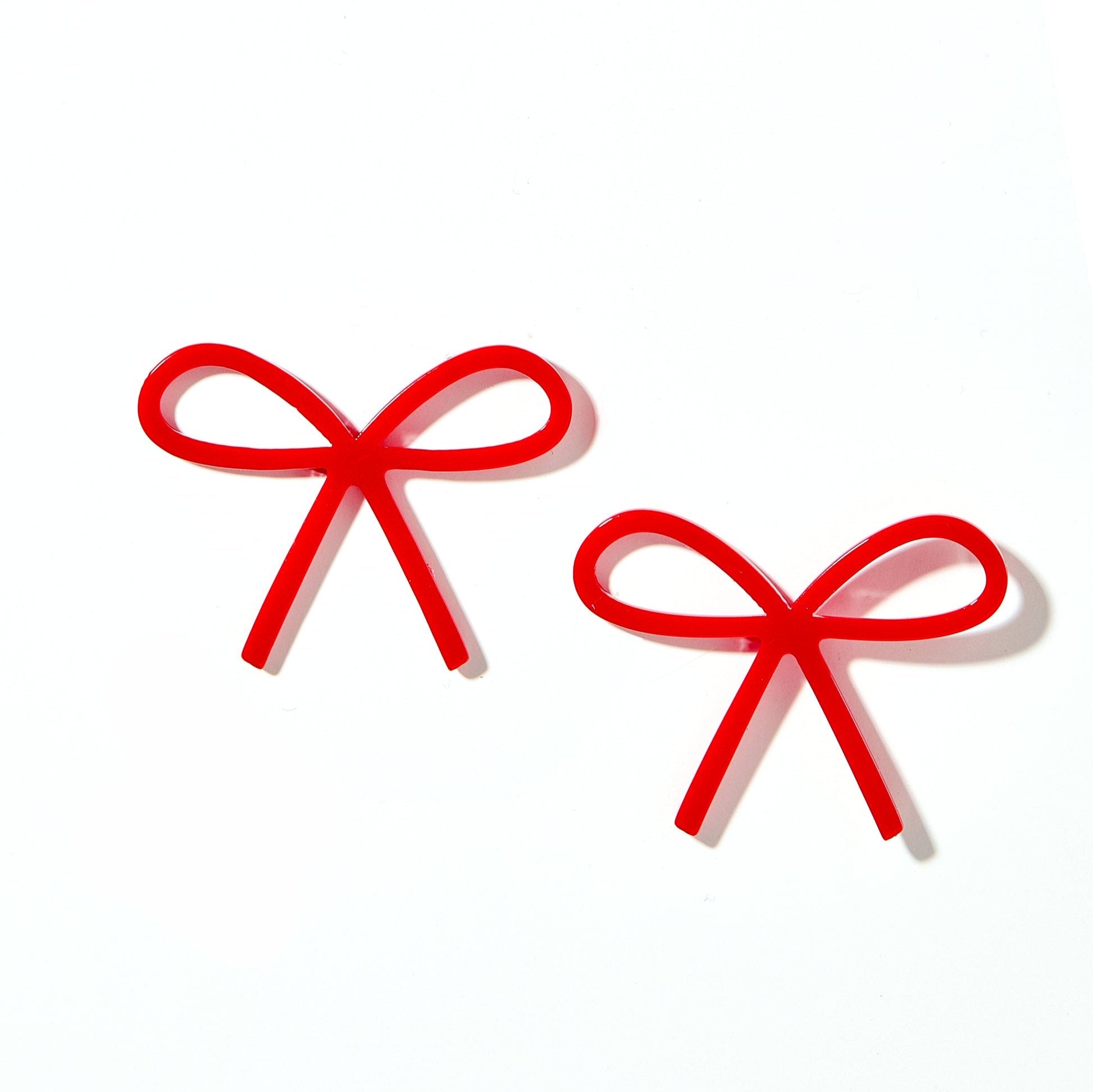 Linny Co | Lola Bow Earrings in True Red