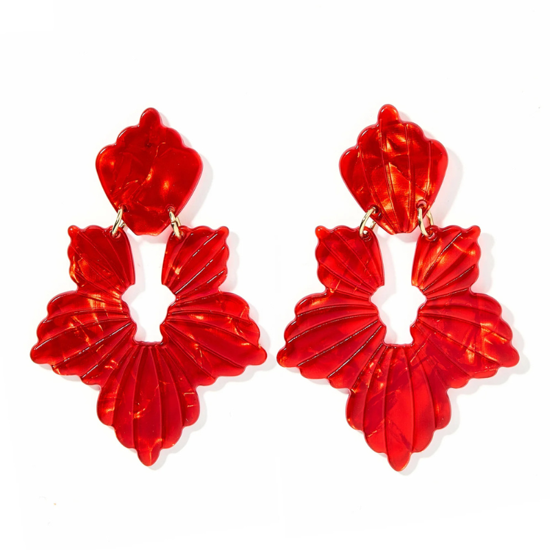 Linny Co | Michelle Drop Earrings in Pearlized Red