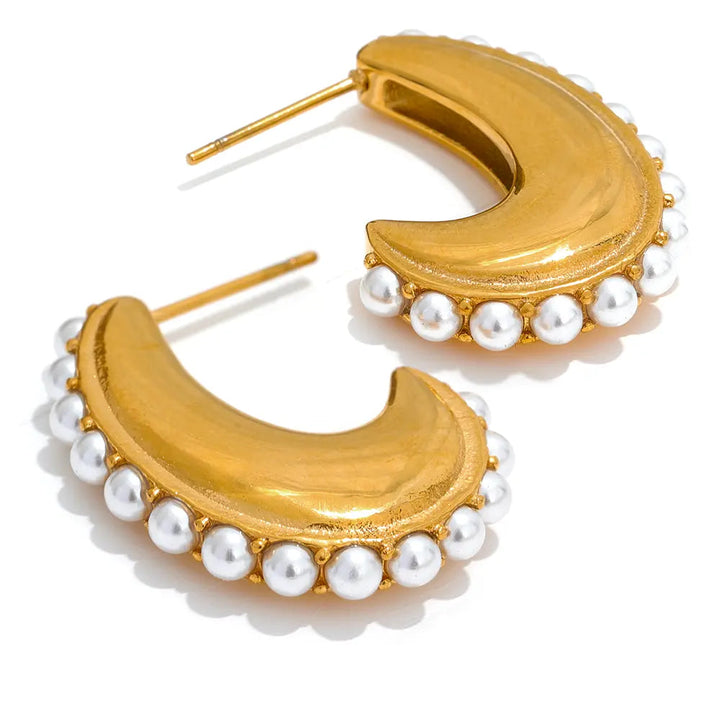 Linny Co | Wren Hoop Earrings with Pearl Outline
