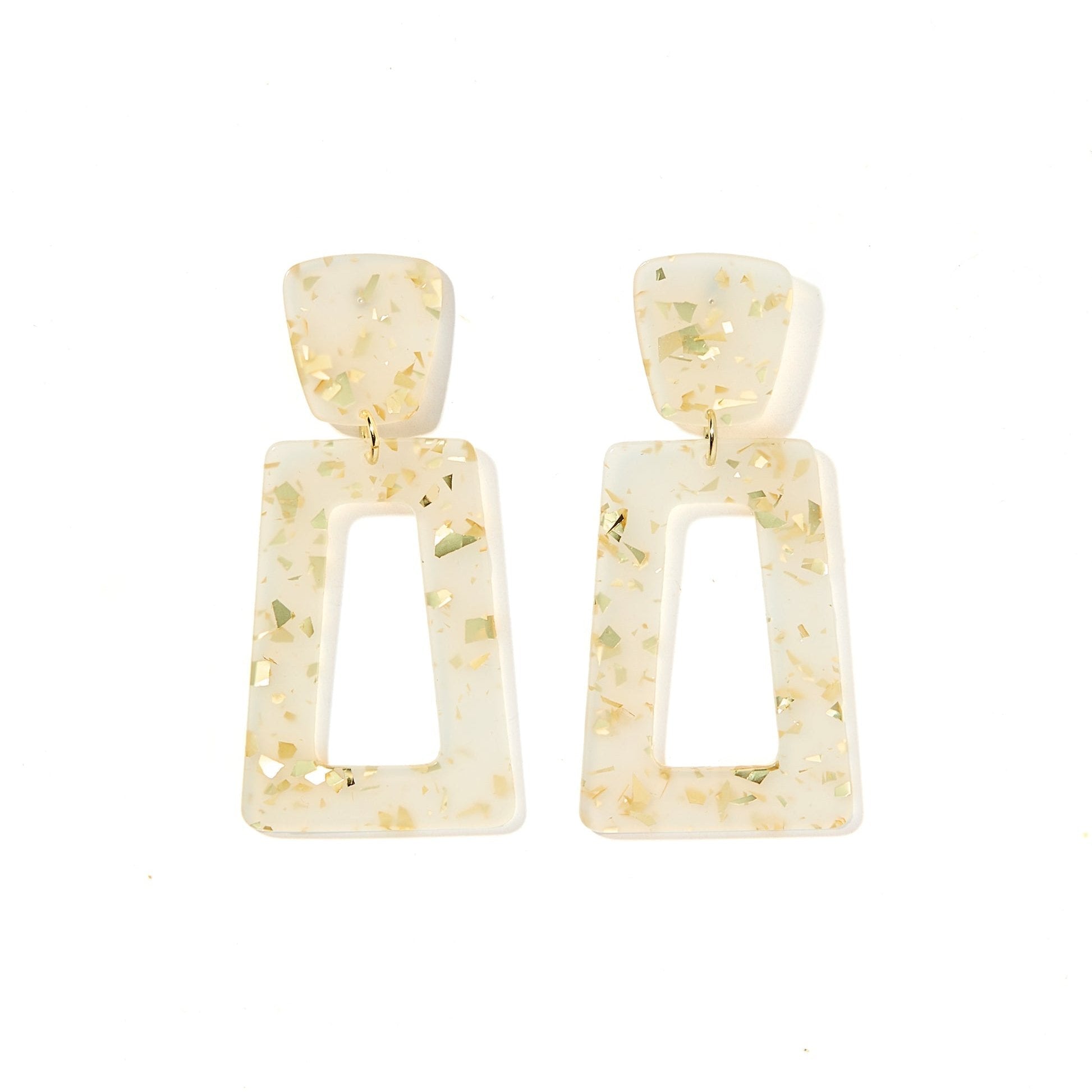 Linny Co | Kennedy Rectangular Drop Earrings in Gold Confetti