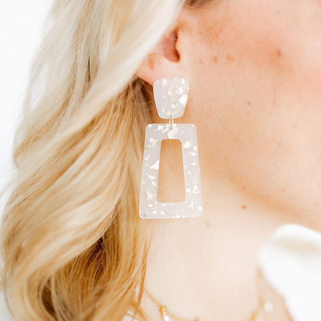 Linny Co | Kennedy Rectangular Drop Earrings in Gold Confetti