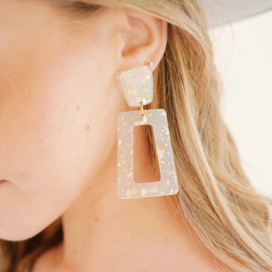 Linny Co | Kennedy Rectangular Drop Earrings in Gold Confetti