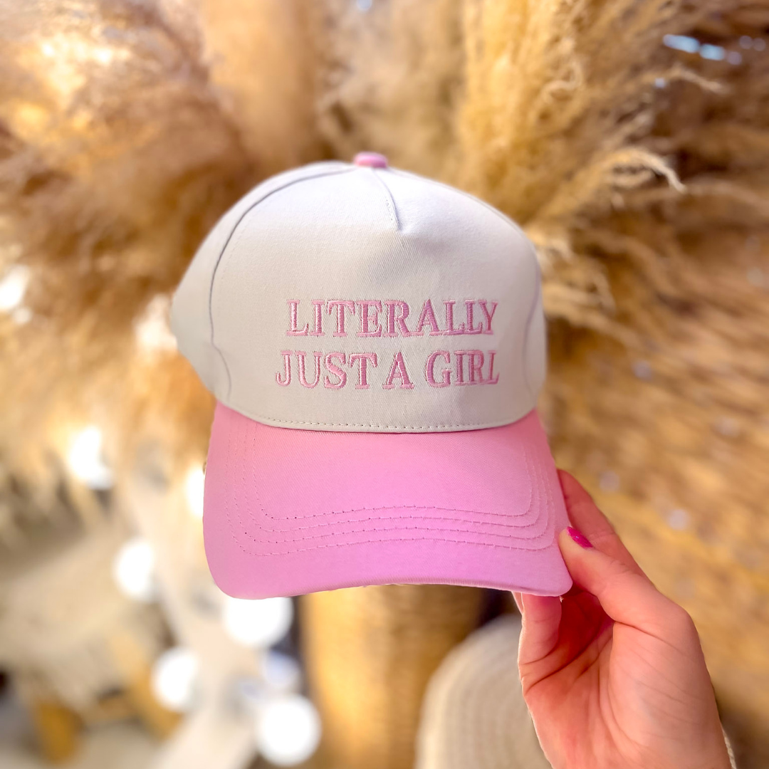 Literally Just A Girl Two Tone Canvas Trucker Cap in Multiple Color Options