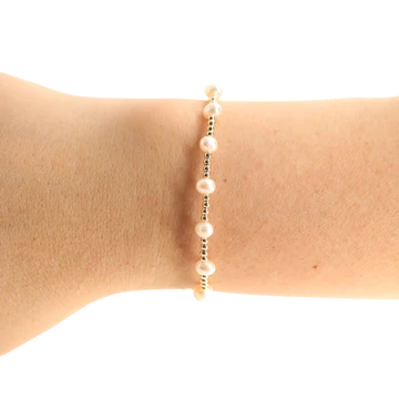 Beaded Blondes | Lolo Gold Beaded Bracelet with Freshwater Pearls