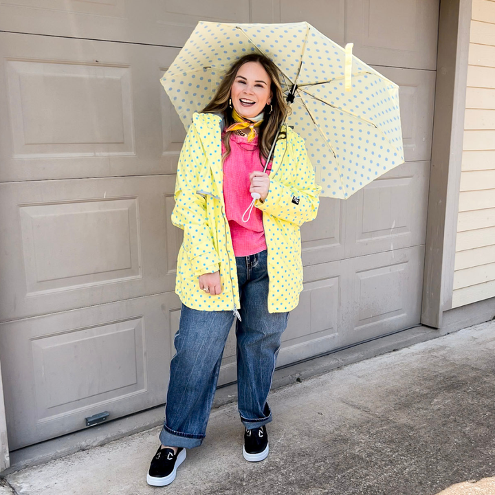 Lulu Mac | Rain or Shine Polka-Dot Umbrella in Yellow