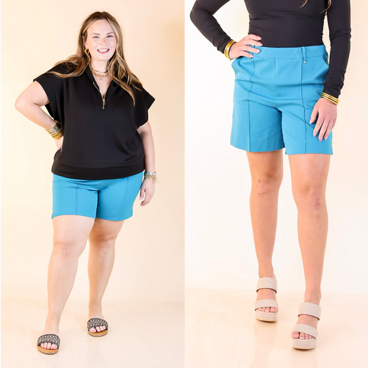 Lyssé | Amanda Stretch Twill Short in Turquoise Powder