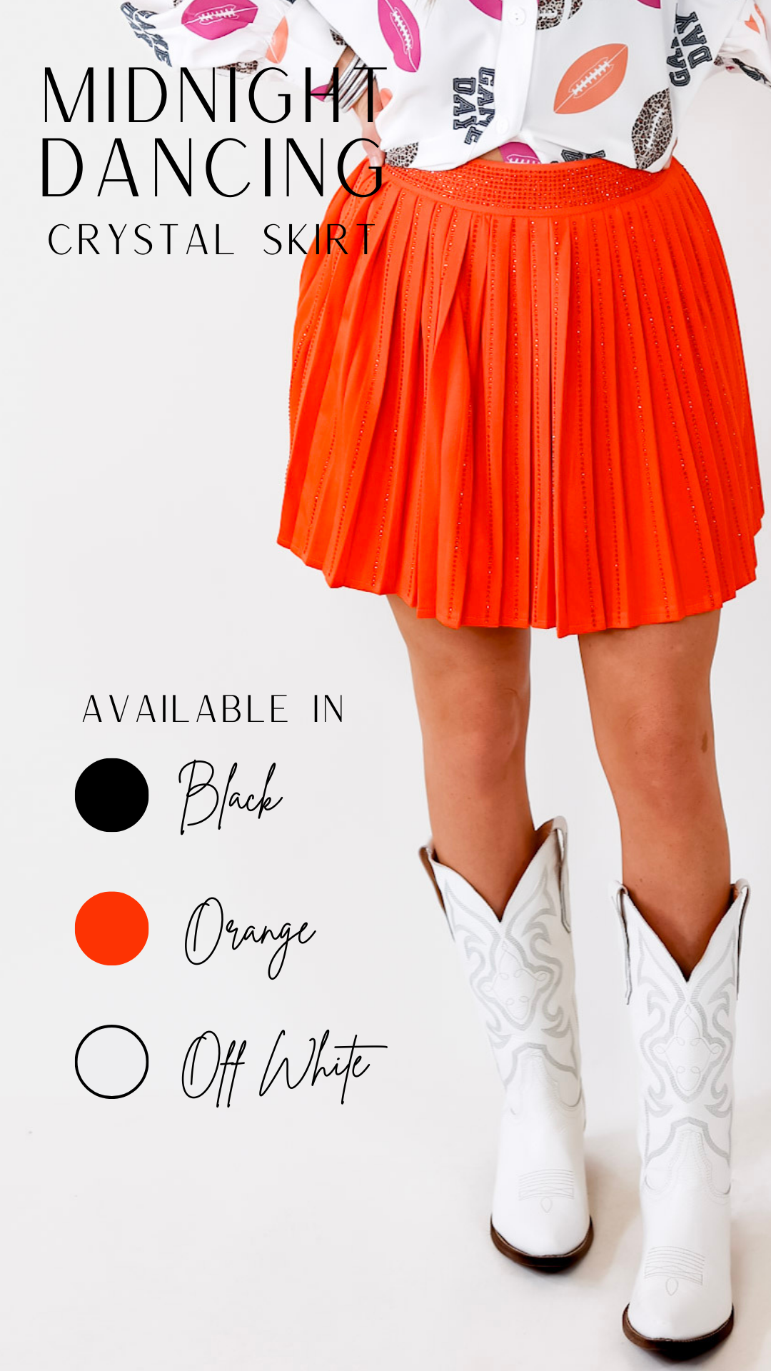 Midnight Dancing Crystal Skirt in Orange