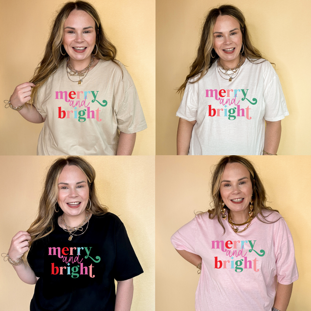 Online Exclusive | Merry and Bright Cheerful Colors Graphic Tee in Multiple Color Options