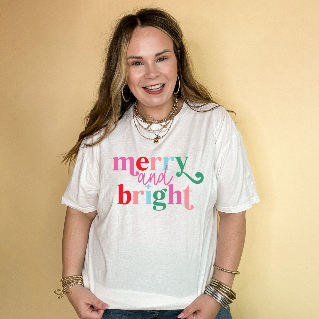 Online Exclusive | Merry and Bright Cheerful Colors Graphic Tee in Multiple Color Options