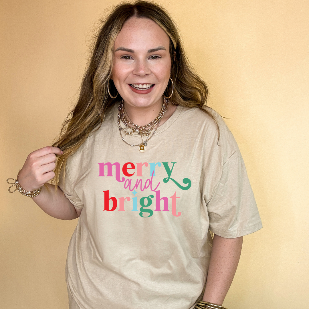 Online Exclusive | Merry and Bright Cheerful Colors Graphic Tee in Multiple Color Options