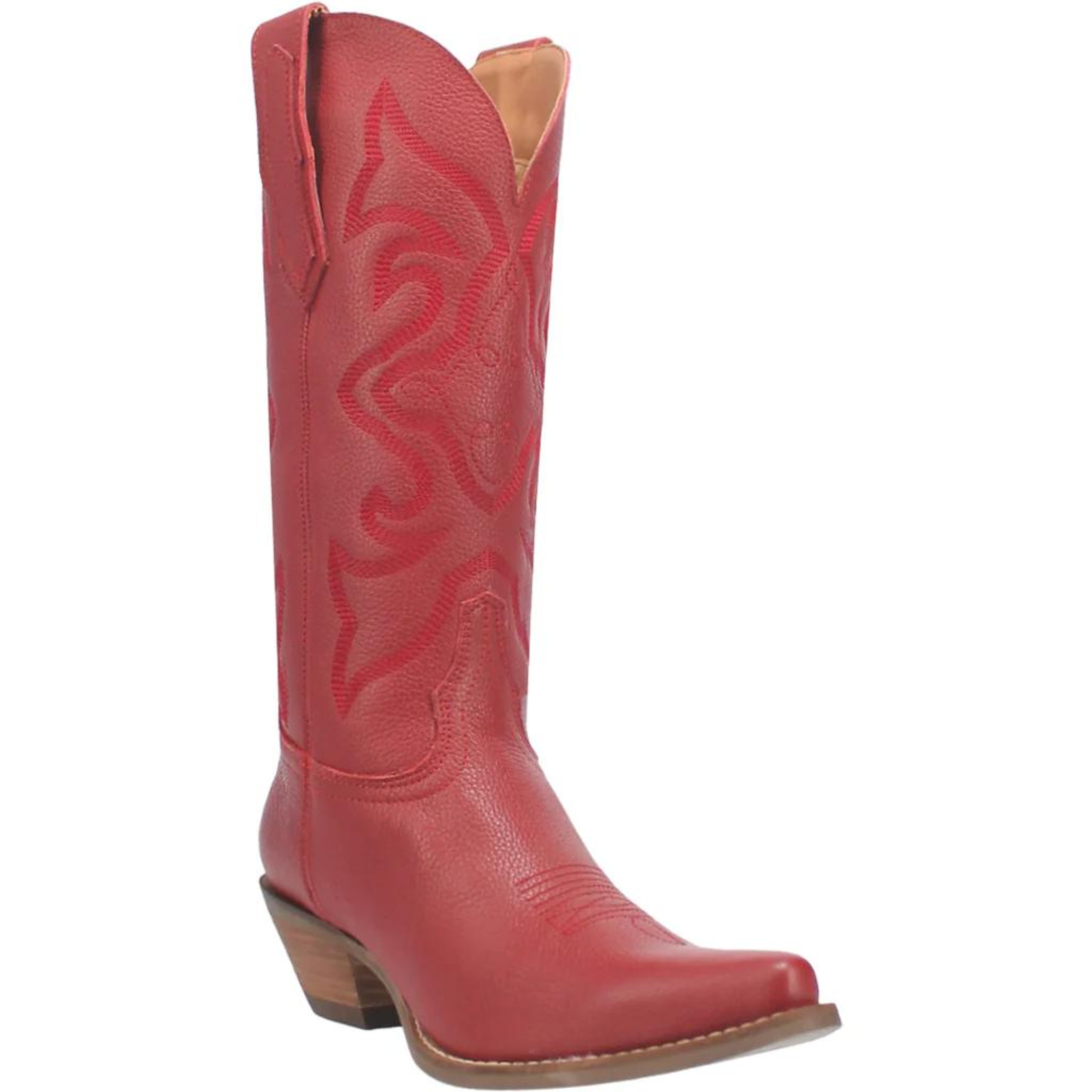 Suede Leather Cowboy Boots in Red