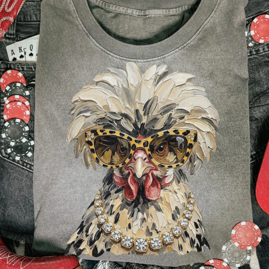 Made to Order | Boujee Chicken Graphic Tee or Sweatshirt in Multiple Printing Options on Ivory or Grey
