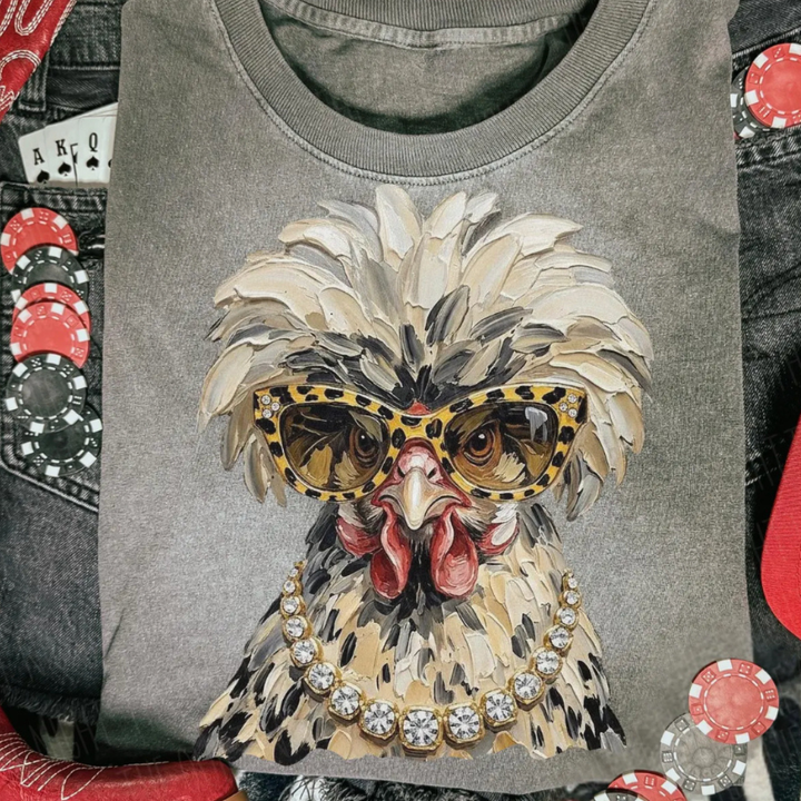 Made to Order | Boujee Chicken Graphic Tee or Sweatshirt in Multiple Printing Options on Ivory or Grey