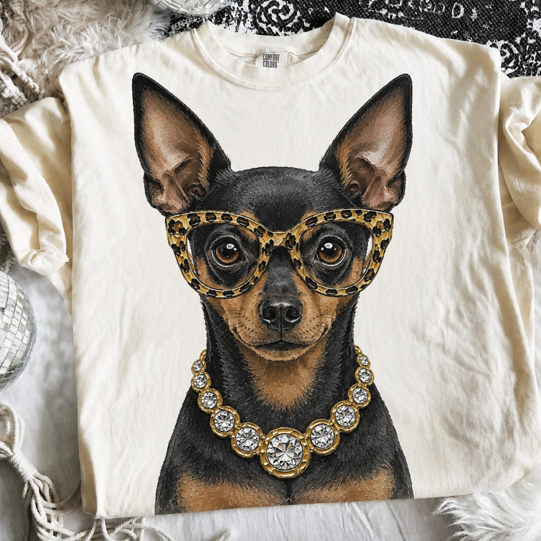 Made to Order | Boujee Min Pin Printed Graphic Design Tee or Sweatshirt in Multiple Printing Options on Ivory