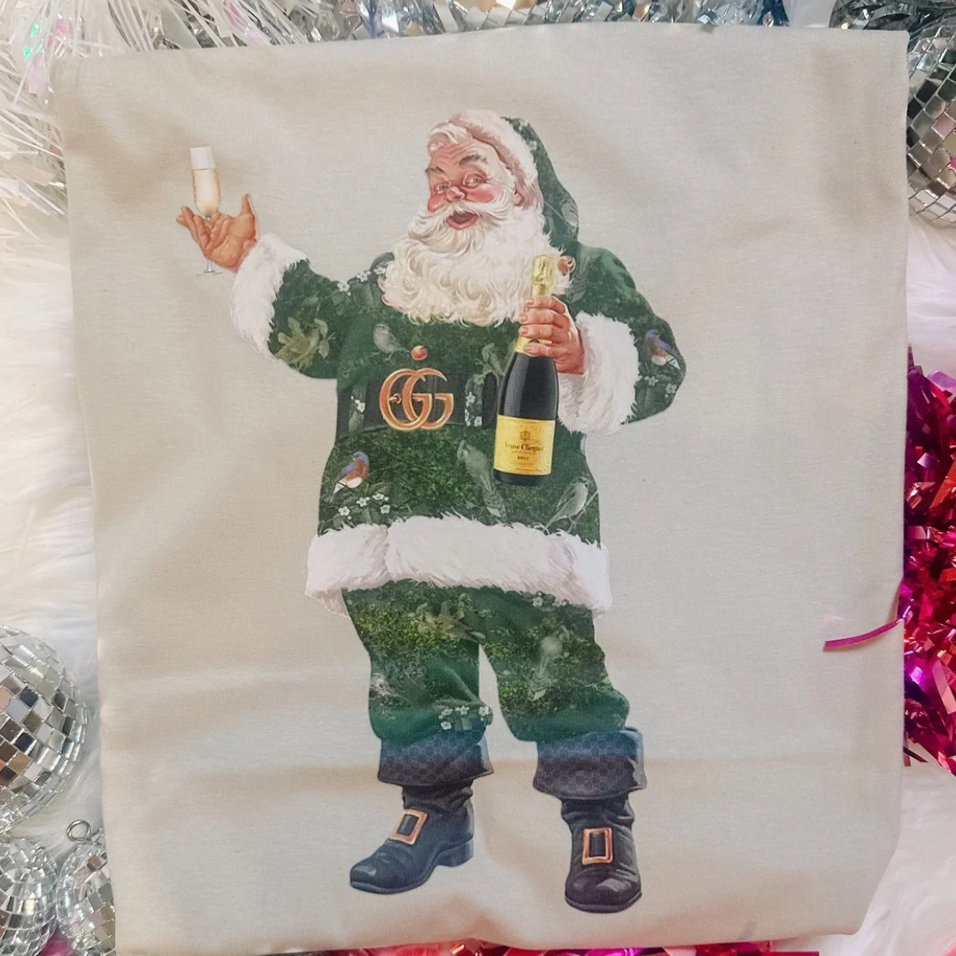 Made to Order | Boujee Santa Graphic Tee or Sweatshirt in Multiple Printing Options on Sand