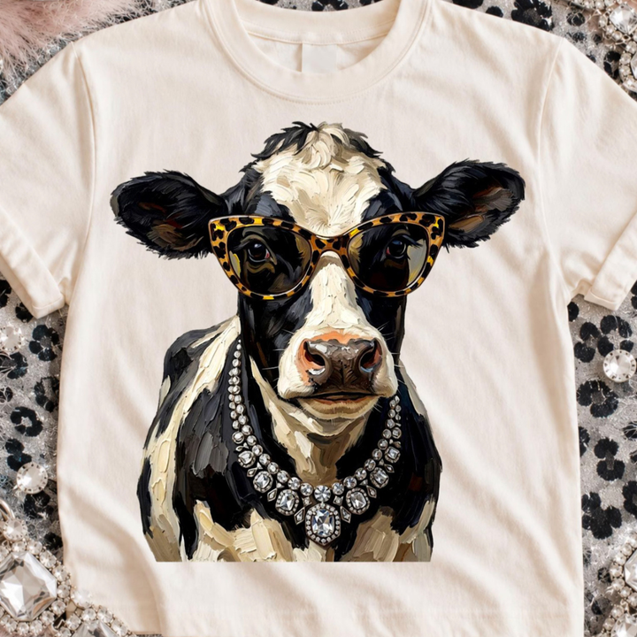 Made to Order | Boujee Western Cow Graphic Tee or Sweatshirt in Multiple Printing Options on Ivory or Black