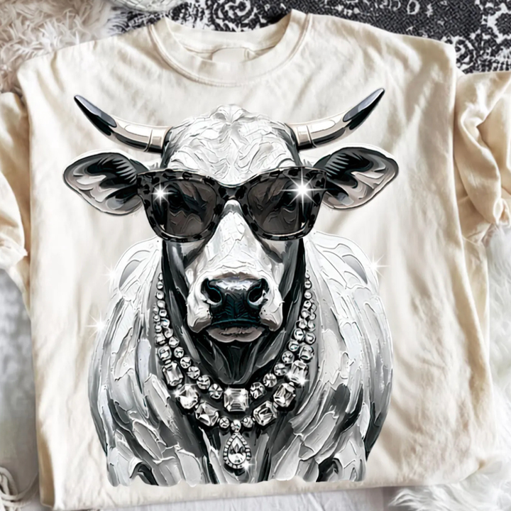 Made to Order | Boujee White Heifer Graphic Tee or Sweatshirt in Multiple Printing Options on Ivory or Black