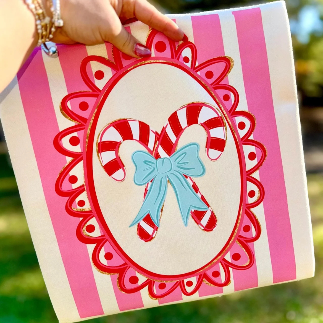 Made to Order | Candy Cane Lane Preppy Graphic Tee or Sweatshirt in Multiple Printing Options on Cream
