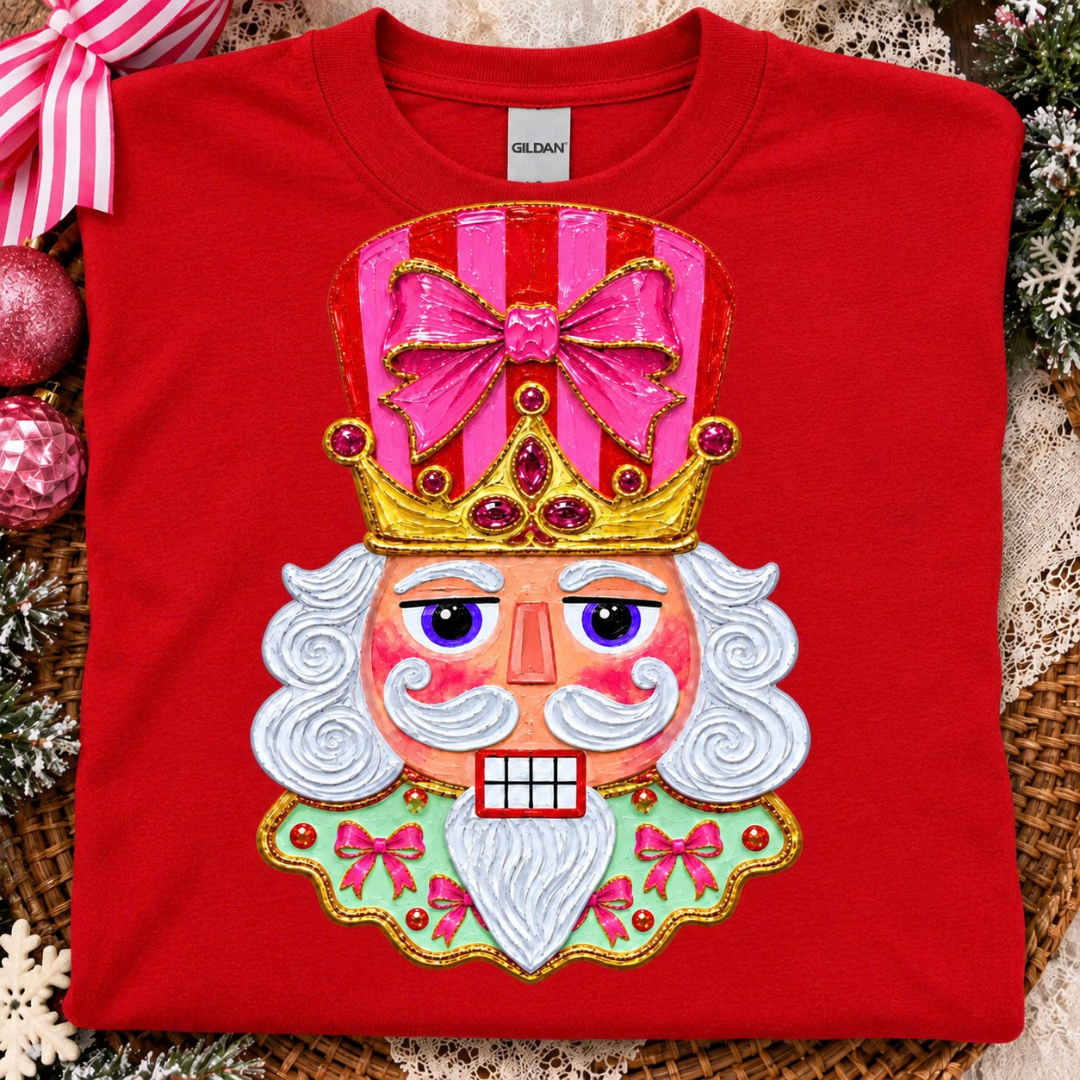 Made to Order | Christmas Jewel Nutcracker Graphic Tee or Sweatshirt in Multiple Printing Options on Mint Green or Red