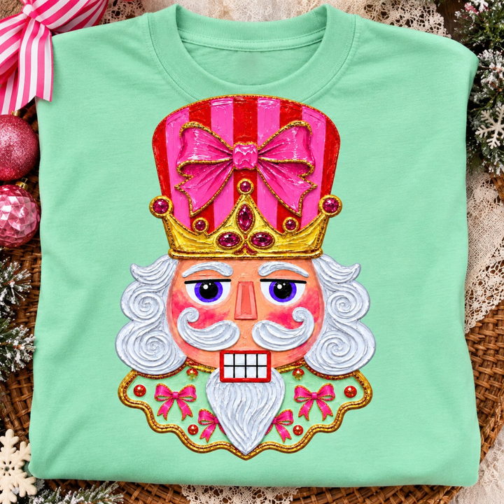 Made to Order | Christmas Jewel Nutcracker Graphic Tee or Sweatshirt in Multiple Printing Options on Mint Green or Red